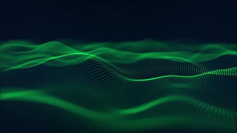 Looped background with smoothly floating green particle waves Stock Footage 277954623