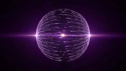 Looped background with transparent shiny sphere made of glow particle lines Stock Footage 280200551