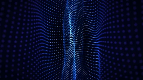 Looped background with vertical waves made of glowing blue particles Stock Footage 281220270