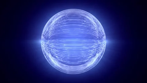 Looped blue background with rotating transparent sphere made of crystal lines Stock Footage 279941537