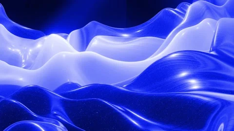 Looped blue liquid background in 4k. Abstract wavy pattern on bright glossy Stock Footage 137645869