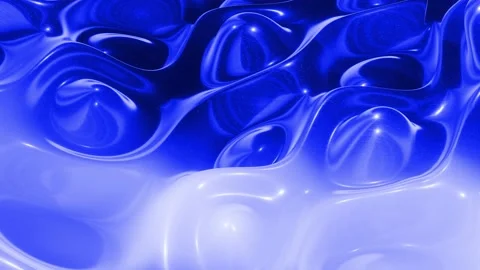 Looped blue liquid background in 4k. Abstract wavy pattern on bright glossy Stock Footage 137645935