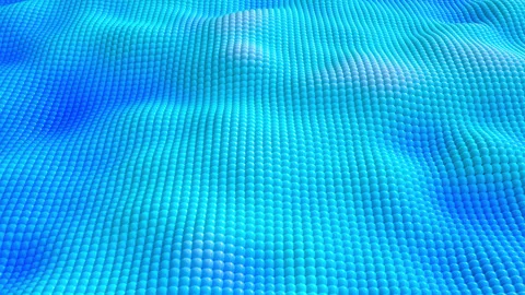 Looped blue waves of grid mesh surface made of bead grain spheres 4k background Stock Footage 269949539