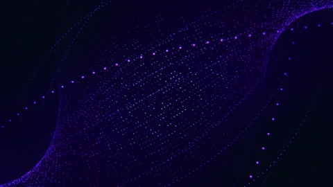 Looped cyberspace animation of twisted abstract form made of moving particles Stock Footage 282990363