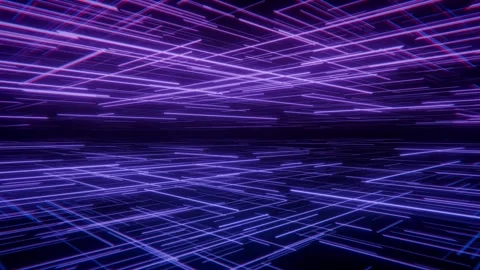 Looped cyberspace background with flying through a glowing neon lines Stock Footage 322712660