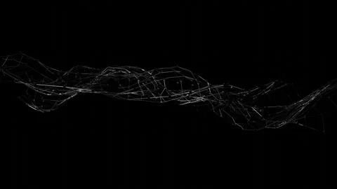 Looped dark animated background. mesh with spheres is deformed on a black backgr Stock Footage 247646875