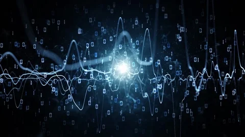 Looped dark blue binary code with graphs motion background Video stock 338306982