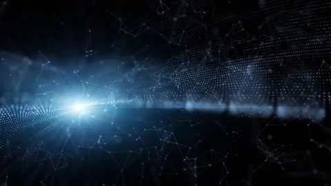 Looped dark blue digital artificial intelligence cyberspace background Stock Footage 338306494
