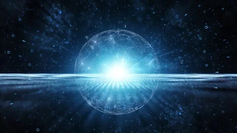 Looped digital 3d sphere rotation binary code network background Stock Footage 338305075