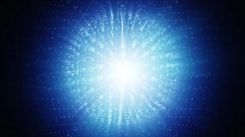Looped digital binary numbers sphere rotation animation Stock Footage 341435376