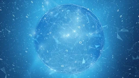 Looped digital sphere with binary numbers data animation Stock Footage 338406881