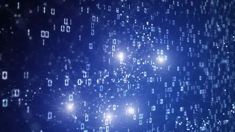 Looped digital tech binary code numbers with lights background Stock Footage 338305059