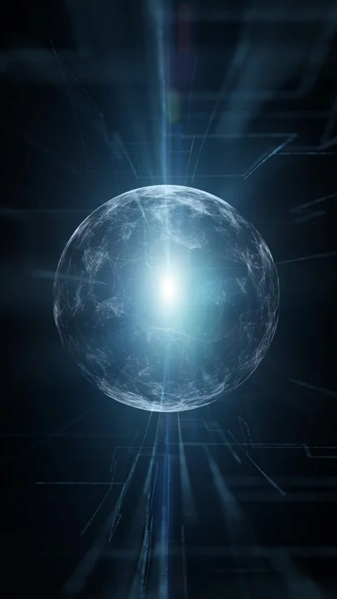 Looped digital tech sphere cyberspace network Stock Footage 338109248