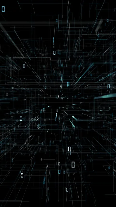 Looped digital technology binary code data vertical background Vidéo 338107094