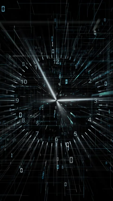 Looped digital technology binary code time clock looped Stock Footage 338305282