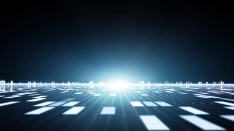 Looped digital technology binary code network road animation Stock Footage 338306299