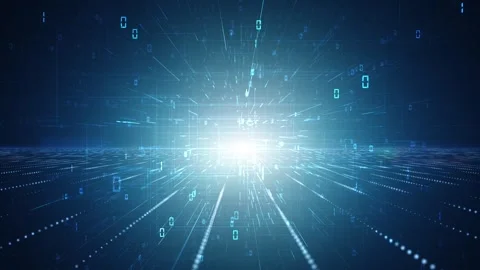 Looped digital technology binary code network lines animation Stock Footage 338403470