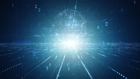 Looped digital technology binary code and sphere animation Stock Footage 338403929