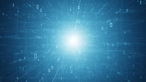 Looped digital technology binary data cyberspace network Stock Footage 338105651
