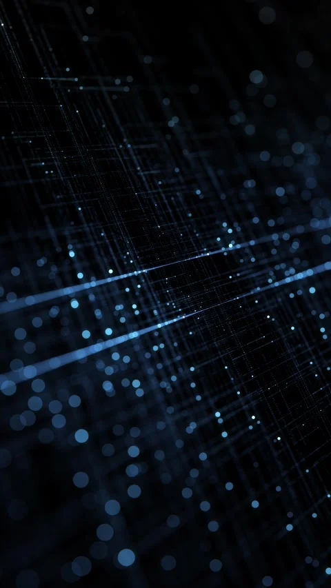 Looped digital technology lines dots network vertical animation Stock Footage 338305782