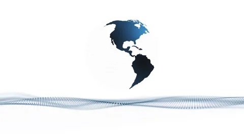 Looped digital waves with earth globe rotation on white background 스톡 동영상 338406490