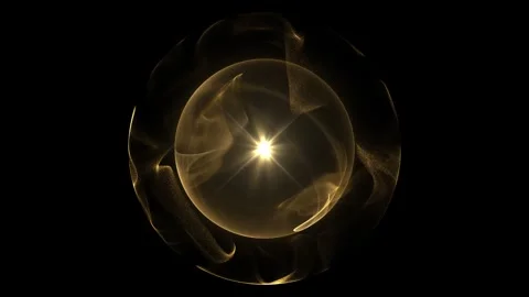 Looped distortion waves on abstract golden sphere of particles. Digital dat.. Stock Footage 317459010