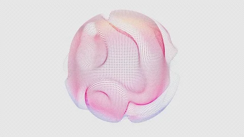 Looped distortion waves on abstract sphere of particles. Digital data splash of Stock Footage 163674924