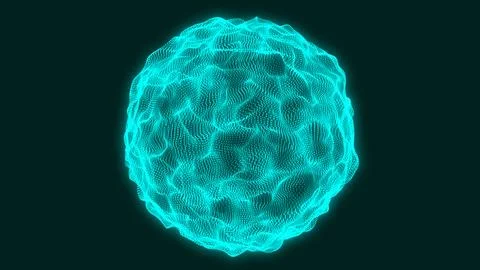 Looped distortion waves on abstract sphere of particles. Abstract vector me.. Stock Illustration