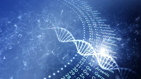 Looped dna chain with chemical elements animation Stock Footage 337966974