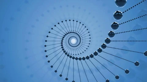 Looped DNA turning molecule on blue background Stock Footage 107837433