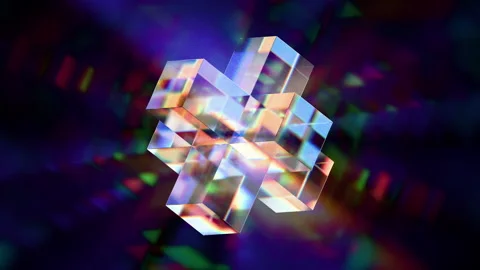 Looped dynamic animation of a 3d figure made of  liquid glass material. Anim Stock Footage 327613539