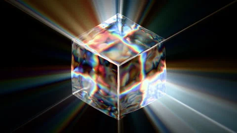 Looped dynamic animation of a cube shape made of liquid glass material. Anim Stock Footage 327614030