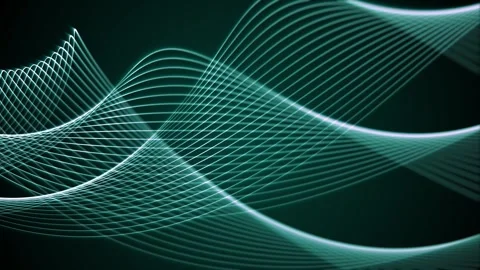 Looped elegant screensaver with curvy strings floating on a dark background Stock Footage 294696802