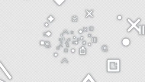 Looped flight animation through white neon geometric icons. Stock Footage 166538188
