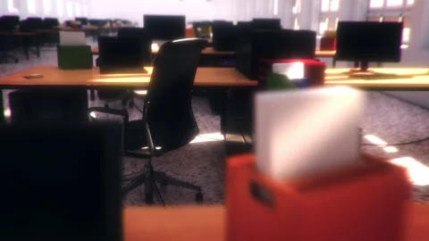 Looped frame of a flight through an office Stock Footage 130837294