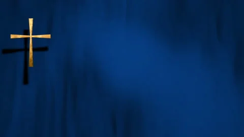Looped Full Frame Waving Flag of Christian Cross on Blue Velvet Background 库存影片 142906361