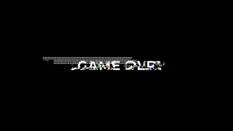 Looped GAME OVER text typography animation 4k video with glitch effect Stock Footage 283906944