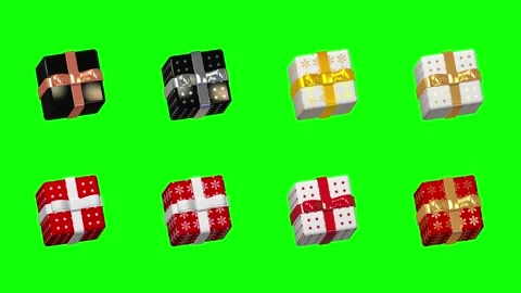 Looped Gift Boxes Rotating of Eight Different Colors Combination, Christmas Gift Stock Footage 225502969