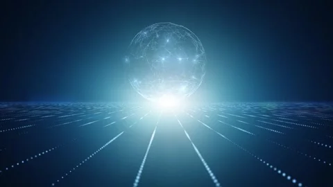 Looped glow digital sphere cyberspace animation Stock Footage 338403607