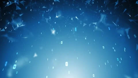 Looped glowing cyberspace with falling digital binary code data Stock Footage 341158140