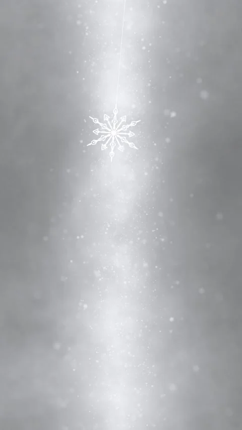 Looped glowing winter snowfall with snowflake swing on the string Stock Footage 338405988