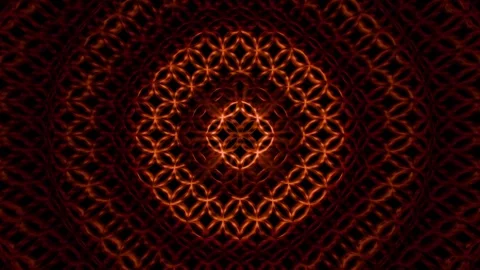 Looped hypnotic background with glowing orange fractal pattern waves Stock Footage 345439803