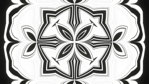 A looped linear and animation in black and white in the form of a kaleidoscope Stock Footage 205040270