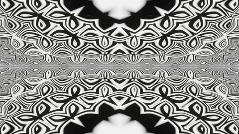 A looped linear and animation in black and white as a kaleidoscope Stock Footage 207340953