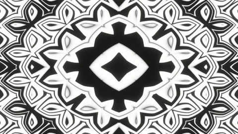 A looped linear and animation in black and white in the form of a kaleidoscope Stock Footage 207938121