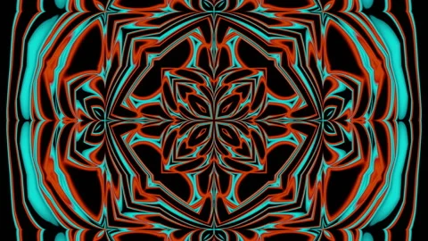 Looped linear and shape animation in kaleidoscope color and moving mandala Stock Footage 204999643