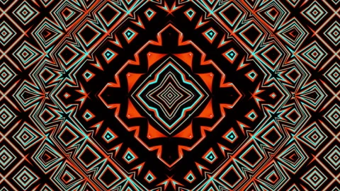 Looped linear and shape animation in kaleidoscope color and moving mandala Stock Footage 205002215