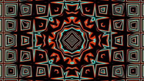 Looped linear and shape animation in kaleidoscope color and moving mandala Stock Footage 205002222