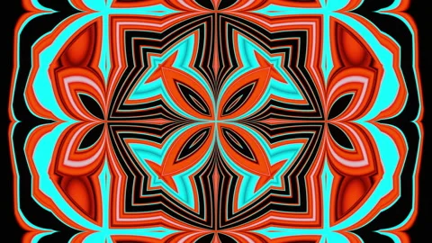 Looped linear and shape animation in kaleidoscope color and moving mandala Stock Footage 205040271