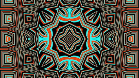 Looped linear and shape animation in kaleidoscope color and moving mandala Stock Footage 205040277